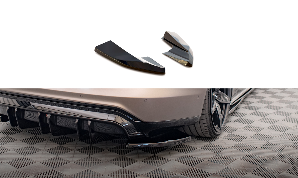 Maxton Design Heck Ansatz Flaps Diffusor V.2 für Audi e-Tron GT / RS GT Mk1 schwarz Hochglanz