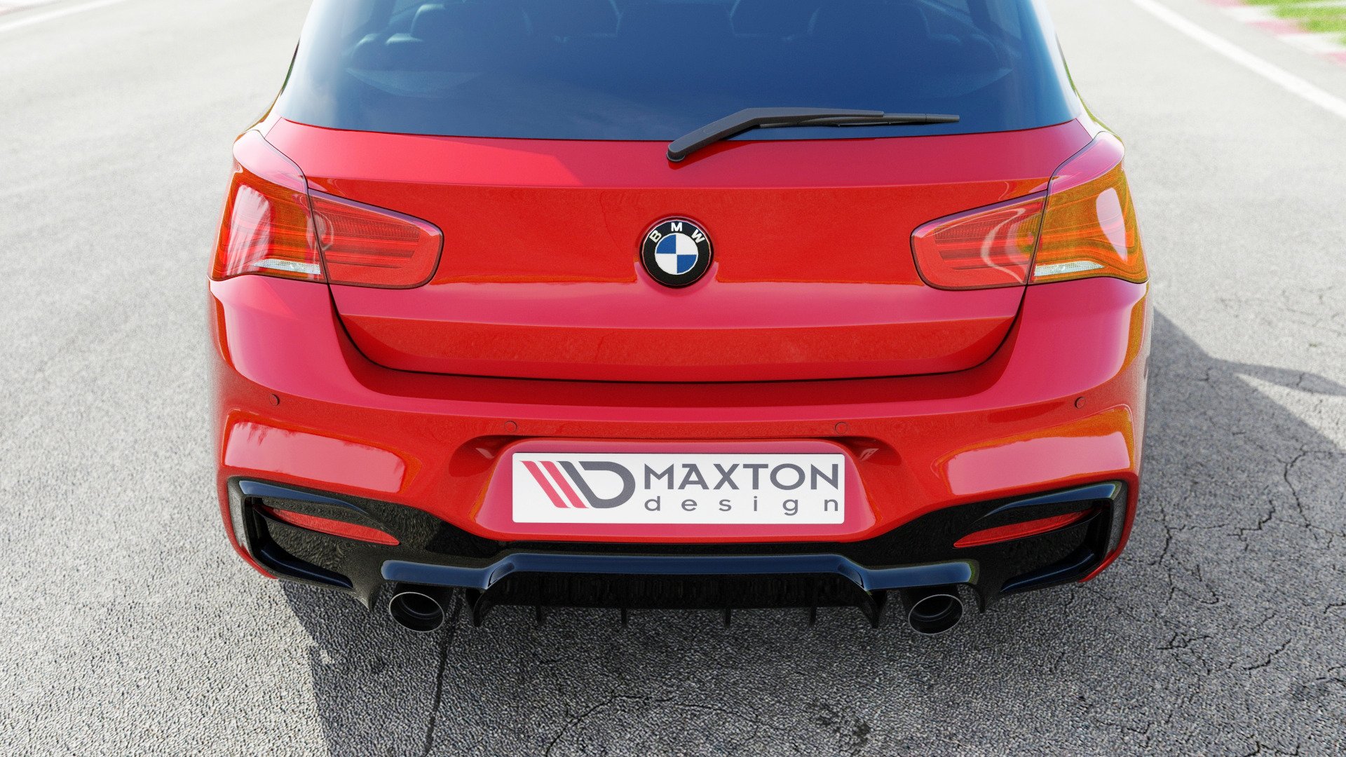 Maxton Design Heck Ansatz Diffusor für BMW 1 F20/ F21 Facelift M-Power schwarz Hochglanz