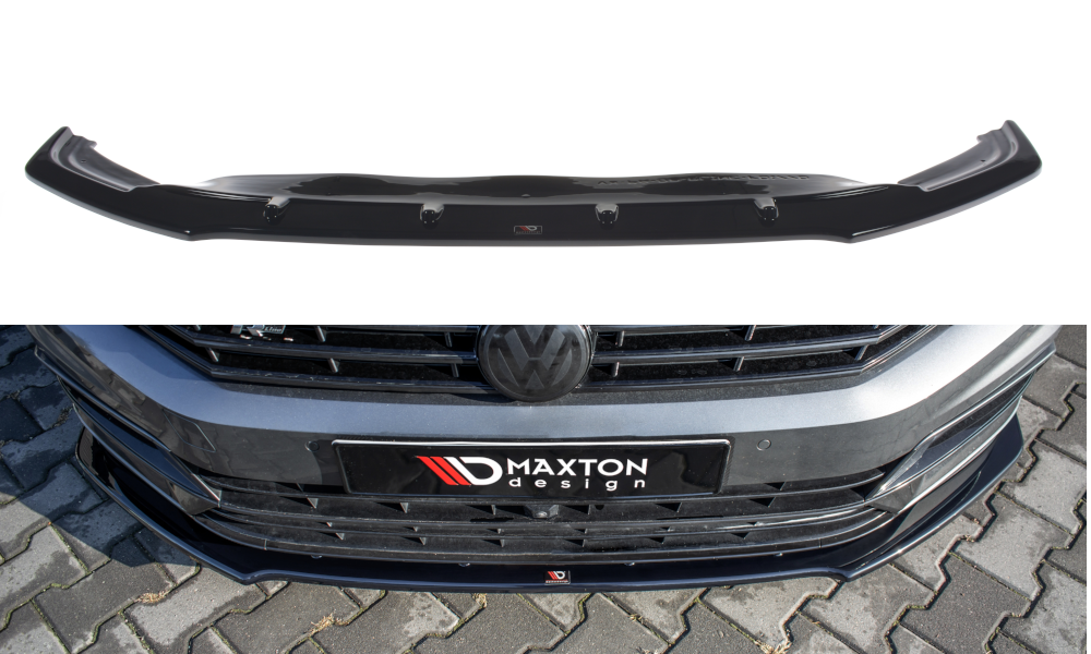 Maxton Design Front Ansatz V.1 für Volkswagen Passat R-Line B8 schwarz Hochglanz