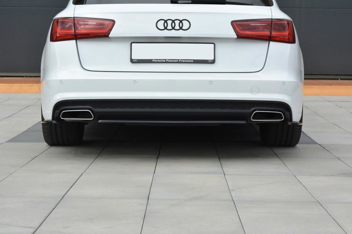Maxton Design Mittlerer Diffusor Heck Ansatz für Audi A6 C7 Avant S-line Facelift schwarz Hochglanz