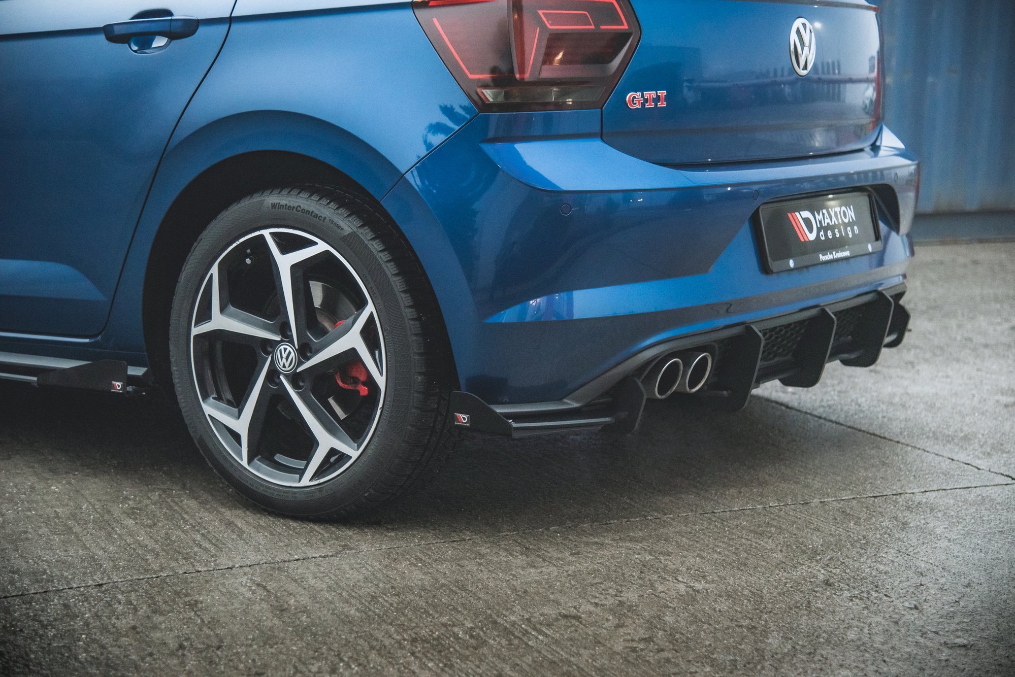 Maxton Design Robuste Racing Diffusor Heck Ansatz +Flaps für Volkswagen Polo GTI Mk6 schwarz Hochglanz