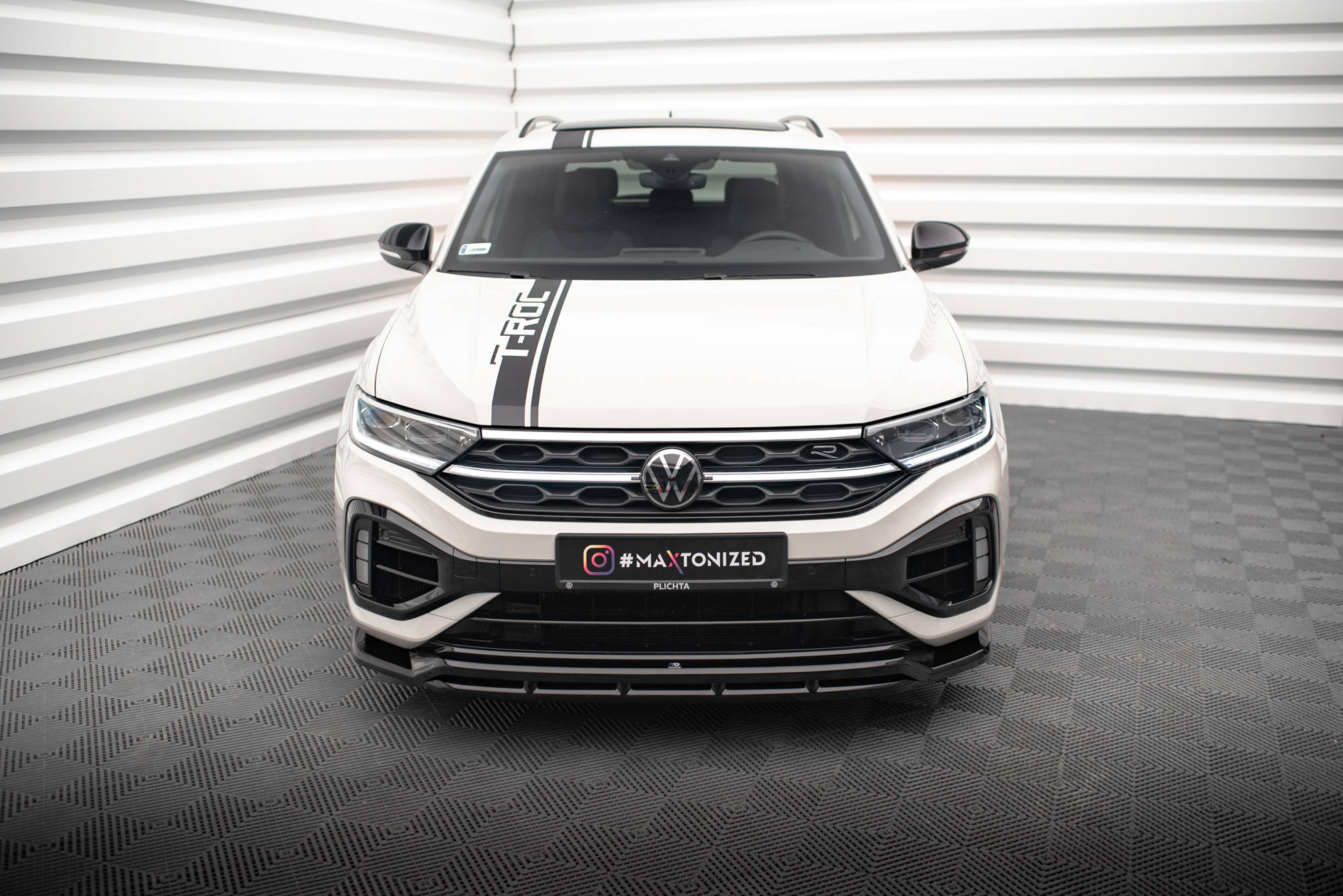 Maxton Design Front Ansatz V.1 für Volkswagen T-Roc R Mk1 Facelift schwarz Hochglanz