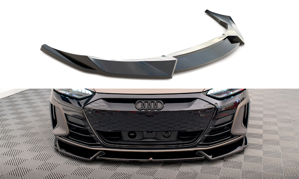 Maxton Design Front Ansatz V.1 für Audi e-Tron GT / RS GT Mk1 schwarz Hochglanz
