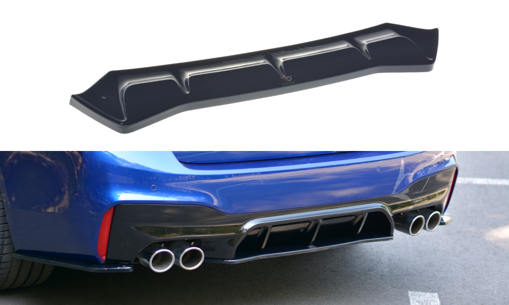 Maxton Design Mittlerer Diffusor Heck Ansatz für BMW M5 F90 schwarz Hochglanz