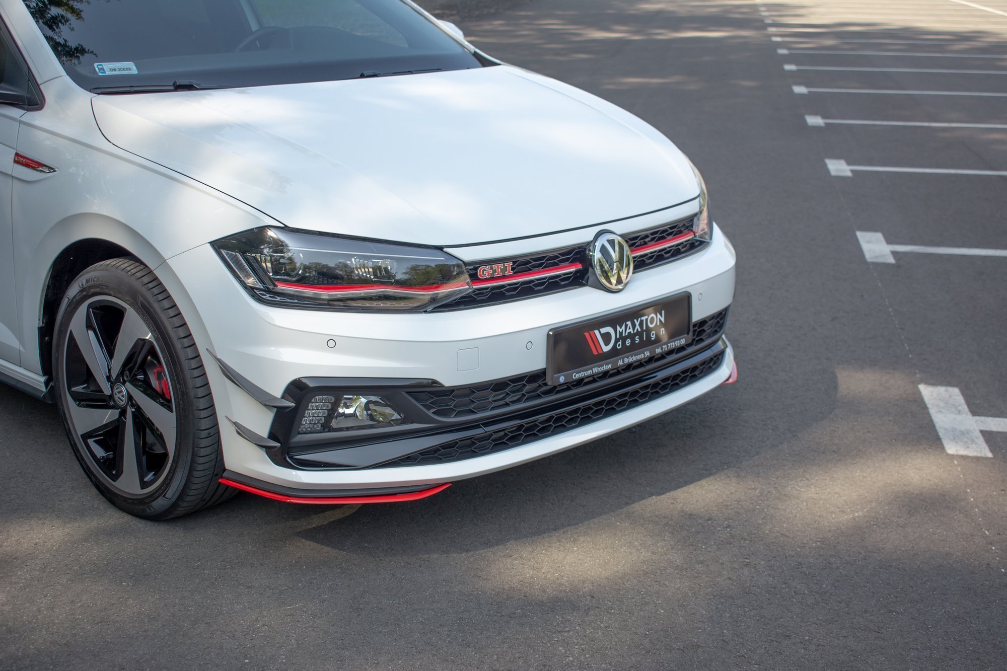 Maxton Design Front Ansatz V.5 für VW POLO MK6 GTI  schwarz Hochglanz