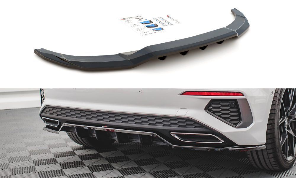 Maxton Design Mittlerer Diffusor Heck Ansatz DTM Look für Audi A3 S-Line Sportback 8Y schwarz Hochglanz