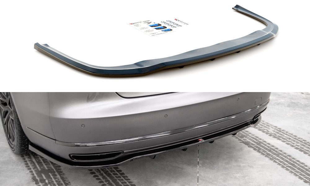 Maxton Design Mittlerer Diffusor Heck Ansatz DTM Look für Audi A8 D4 Facelift schwarz Hochglanz