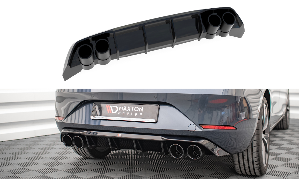 Maxton Design Diffusor Heck Ansatz für + Endschalldampfer Sportauspuff Attrappe Seat Leon FR Hatchback Mk4