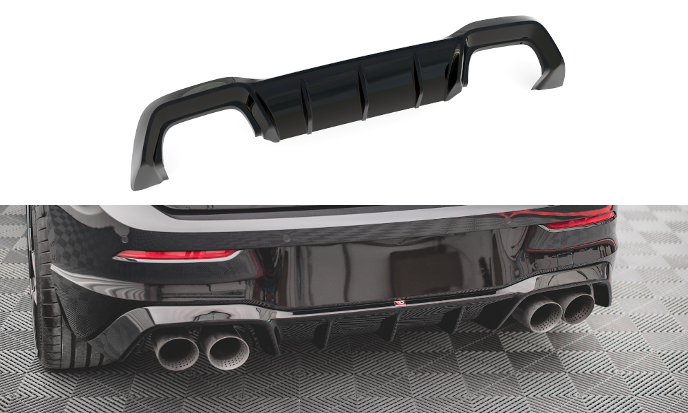 Maxton Design Diffusor Heck Ansatz V.1 für Volkswagen Golf R Mk8 schwarz Hochglanz