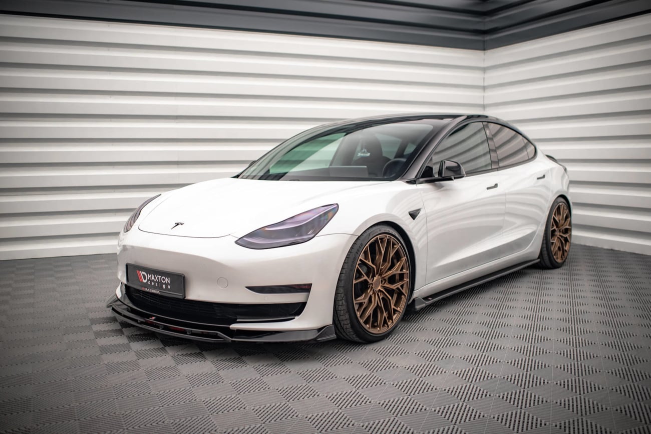 Maxton Design Seitenschweller Ansatz Cup Leisten für V.2 für Tesla Model 3