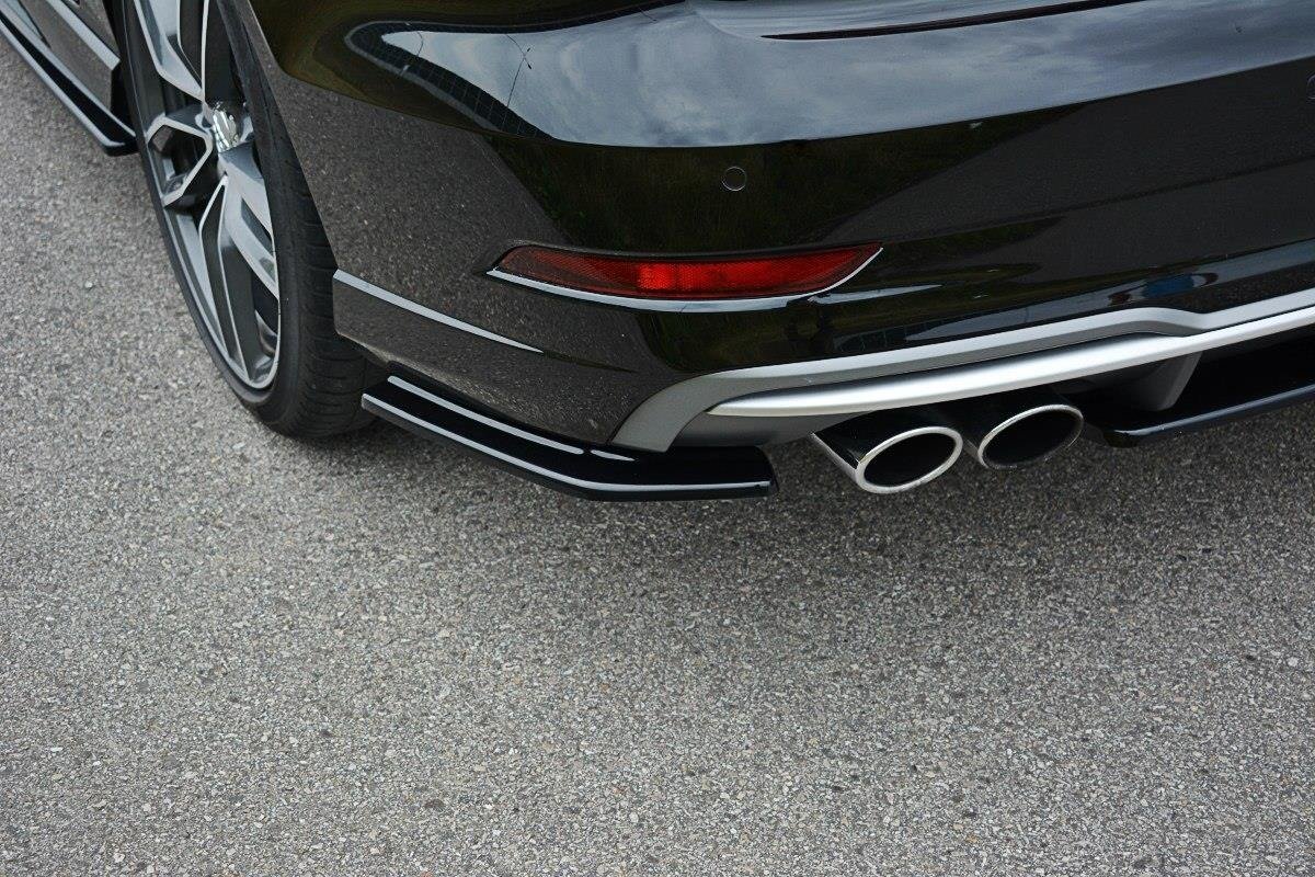 Maxton Design Heck Ansatz Flaps Diffusor für Audi S3 / A3 S-Line 8V FL Limousine schwarz Hochglanz