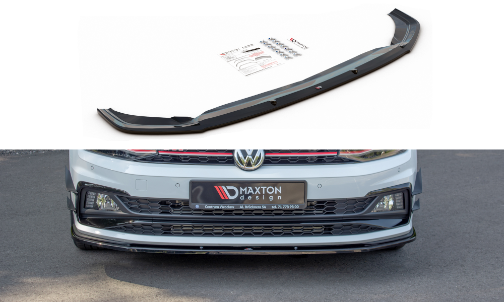 Maxton Design Front Ansatz V.1 für VW POLO MK6 GTI schwarz Hochglanz