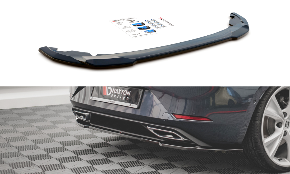 Maxton Design Mittlerer Diffusor Heck Ansatz für Seat Leon FR Hatchback Mk4 schwarz Hochglanz
