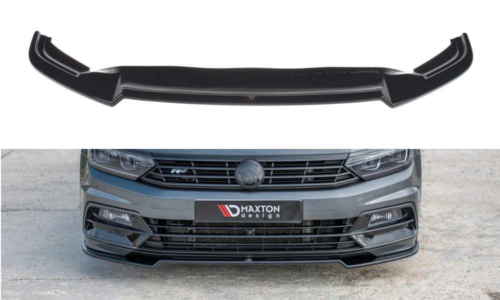 Maxton Design Front Ansatz V.2 für Volkswagen Passat R-Line B8 schwarz Hochglanz