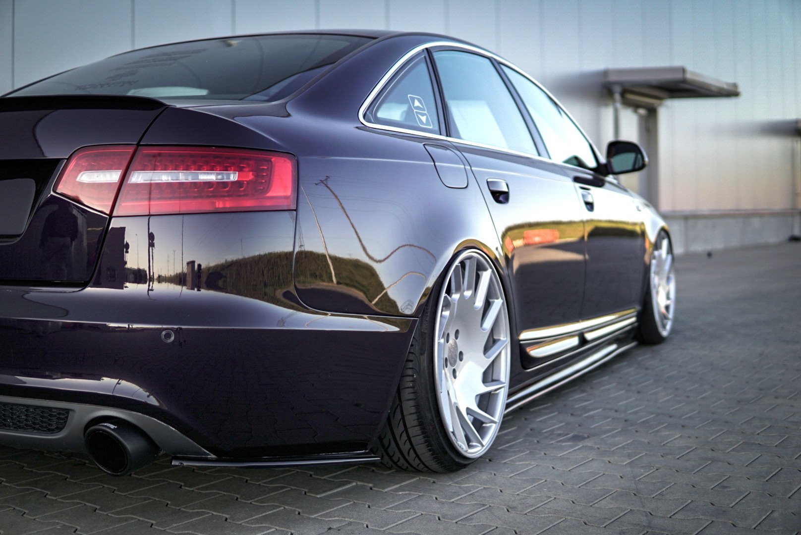Maxton Design Heck Ansatz Flaps Diffusor für Audi A6 S-Line C6 / C6 FL Limousine / Avant schwarz Hochglanz