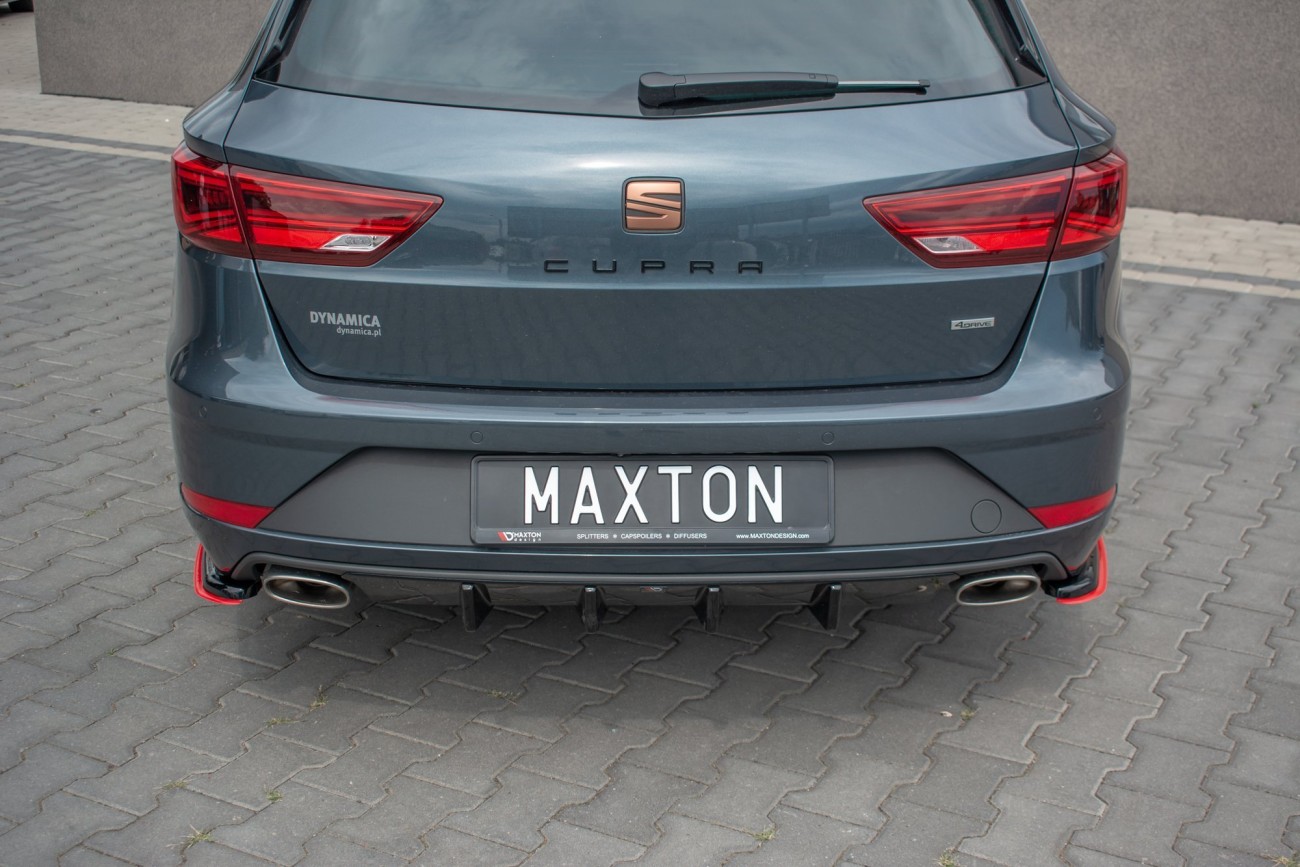 Maxton Design Heck Ansatz Diffusor für Seat Leon Mk3 Cupra ST Facelift schwarz Hochglanz