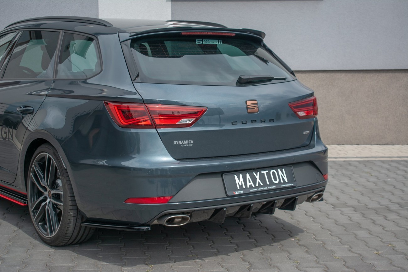 Maxton Design Heck Ansatz Flaps Diffusor für Seat Leon Mk3 Cupra ST Facelift schwarz Hochglanz