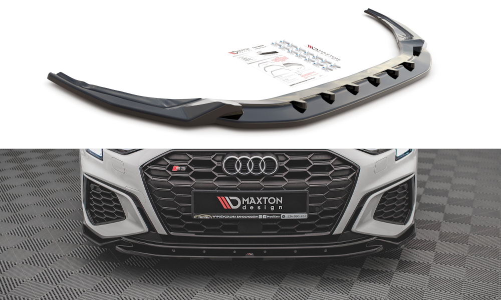 Maxton Design Front Ansatz V.2 für Audi S3 / A3 S-Line 8Y schwarz Hochglanz
