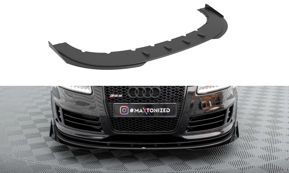 Maxton Design Street Pro Front Ansatz für +Flaps für + Flaps Audi RS6 Avant C6 schwarz Hochglanz