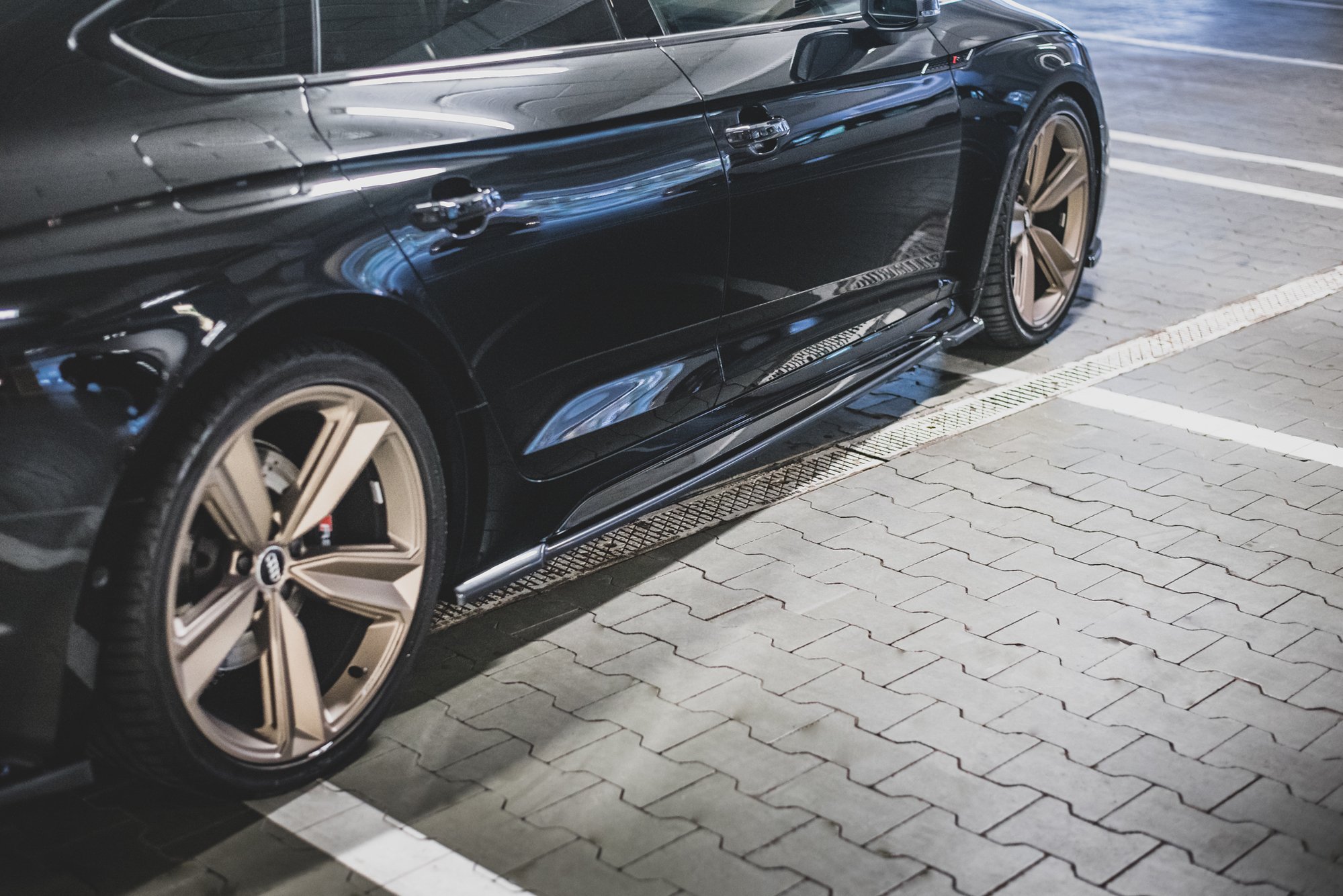 Maxton Design Seitenschweller Ansatz für Audi RS5 Sportback F5 Facelift schwarz Hochglanz