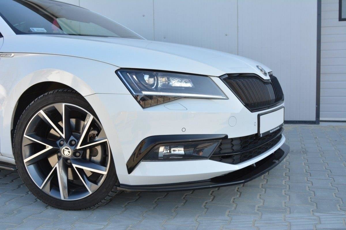 Maxton Design Front Ansatz V.3 für Skoda Superb Mk3 schwarz Hochglanz