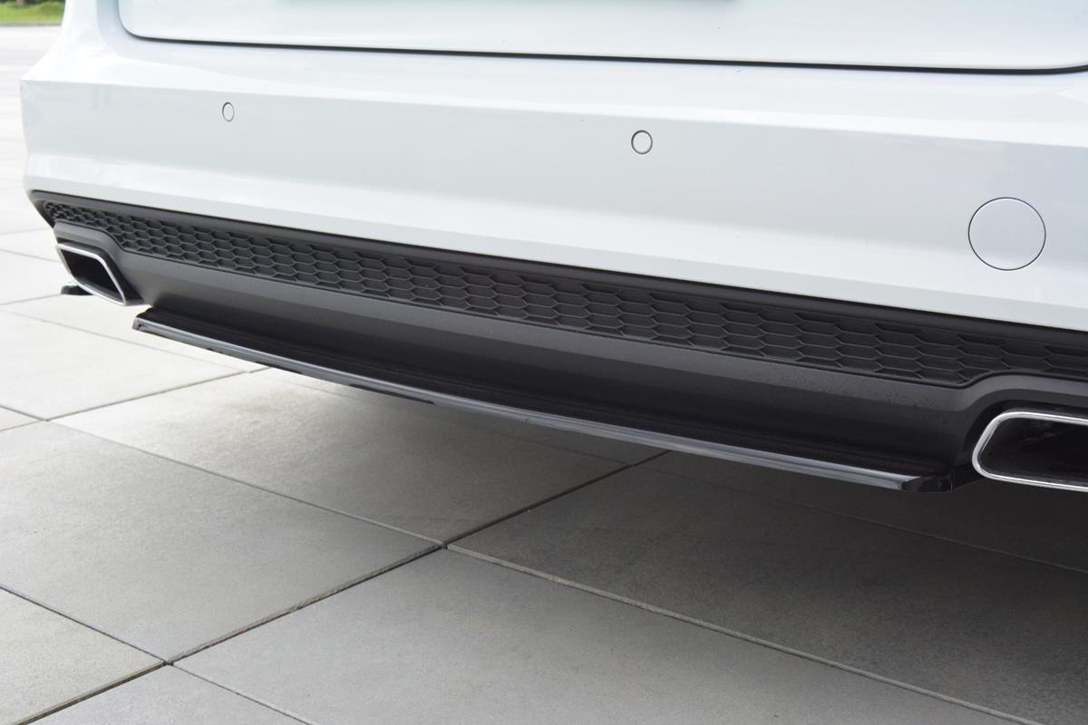 Maxton Design Mittlerer Diffusor Heck Ansatz für Audi A6 C7 Avant S-line Facelift schwarz Hochglanz