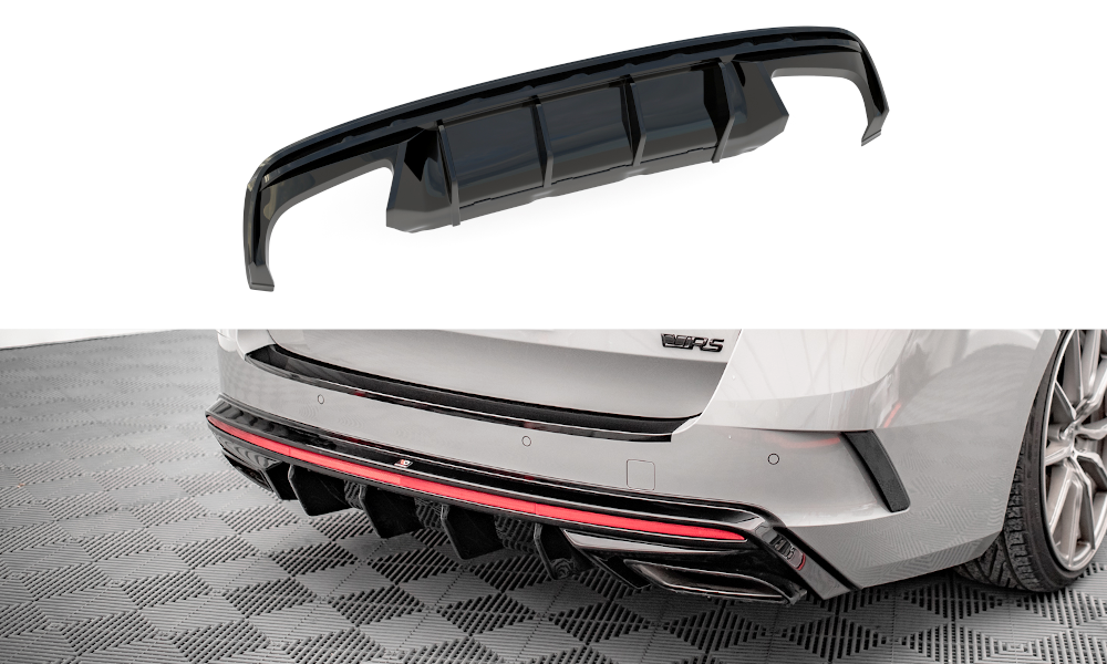 Maxton Design Diffusor Heck Ansatz für Skoda Octavia RS Mk4 schwarz Hochglanz