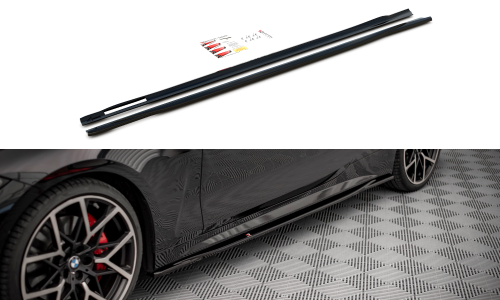 Maxton Design Seitenschweller Ansatz für V.3 für BMW 4er M-Paket G22 schwarz Hochglanz