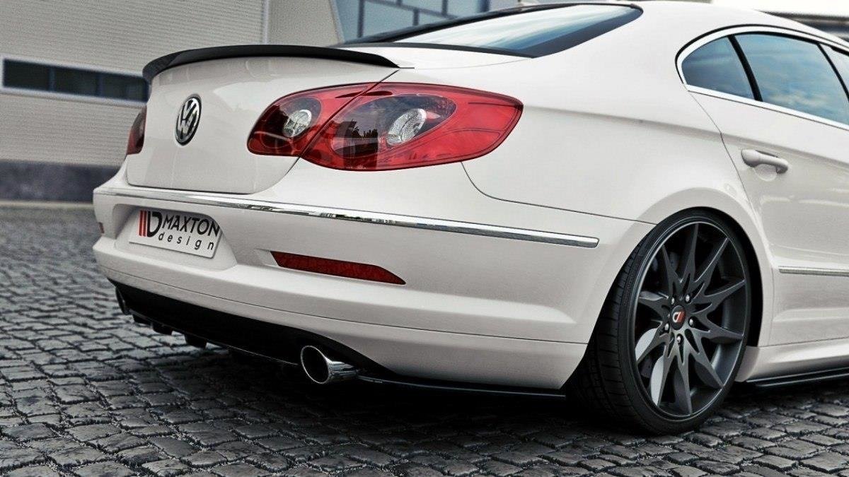 Maxton Design Heck Ansatz Flaps Diffusor für VW Passat CC R36 RLINE (vor Facelift) schwarz Hochglanz