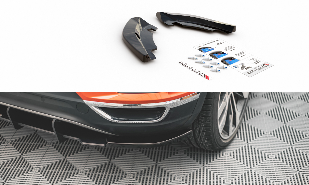 Maxton Design Heck Ansatz Flaps Diffusor für Volkswagen T-Roc Mk1 schwarz Hochglanz