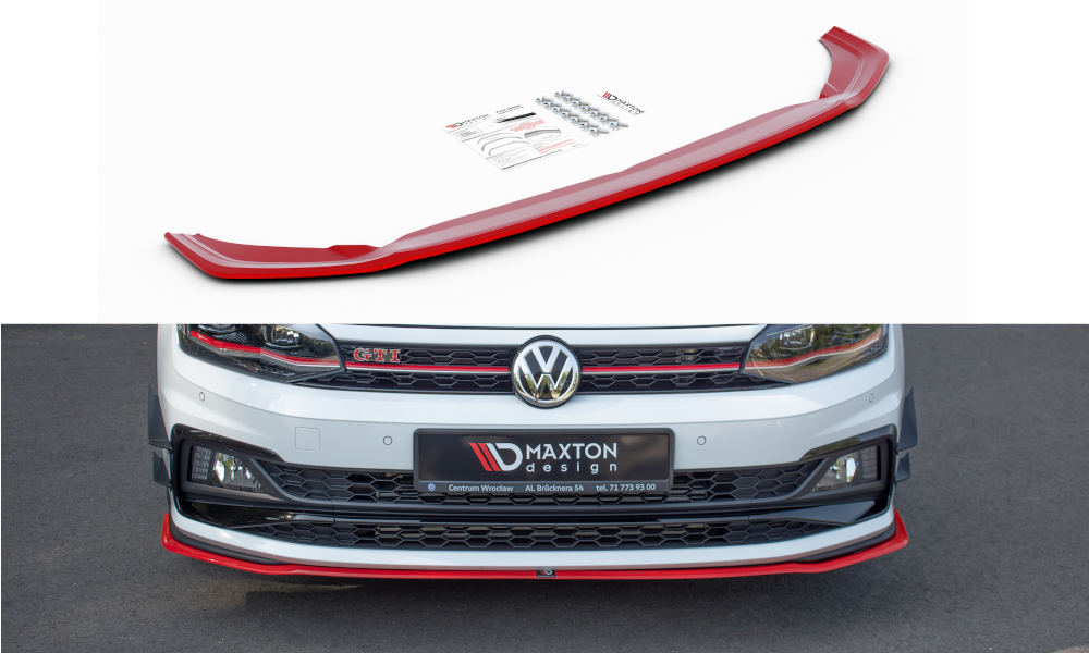 Maxton Design Front Ansatz V.2 für VW POLO MK6 GTI schwarz Hochglanz