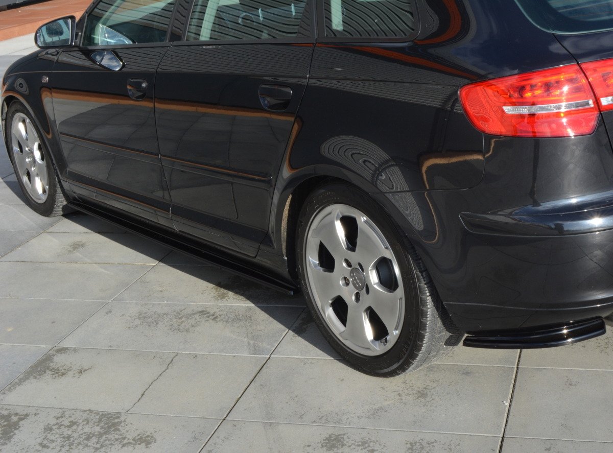 Maxton Design Seitenschweller Ansatz für Audi A3 Sportback 8P / 8P Facelift schwarz Hochglanz