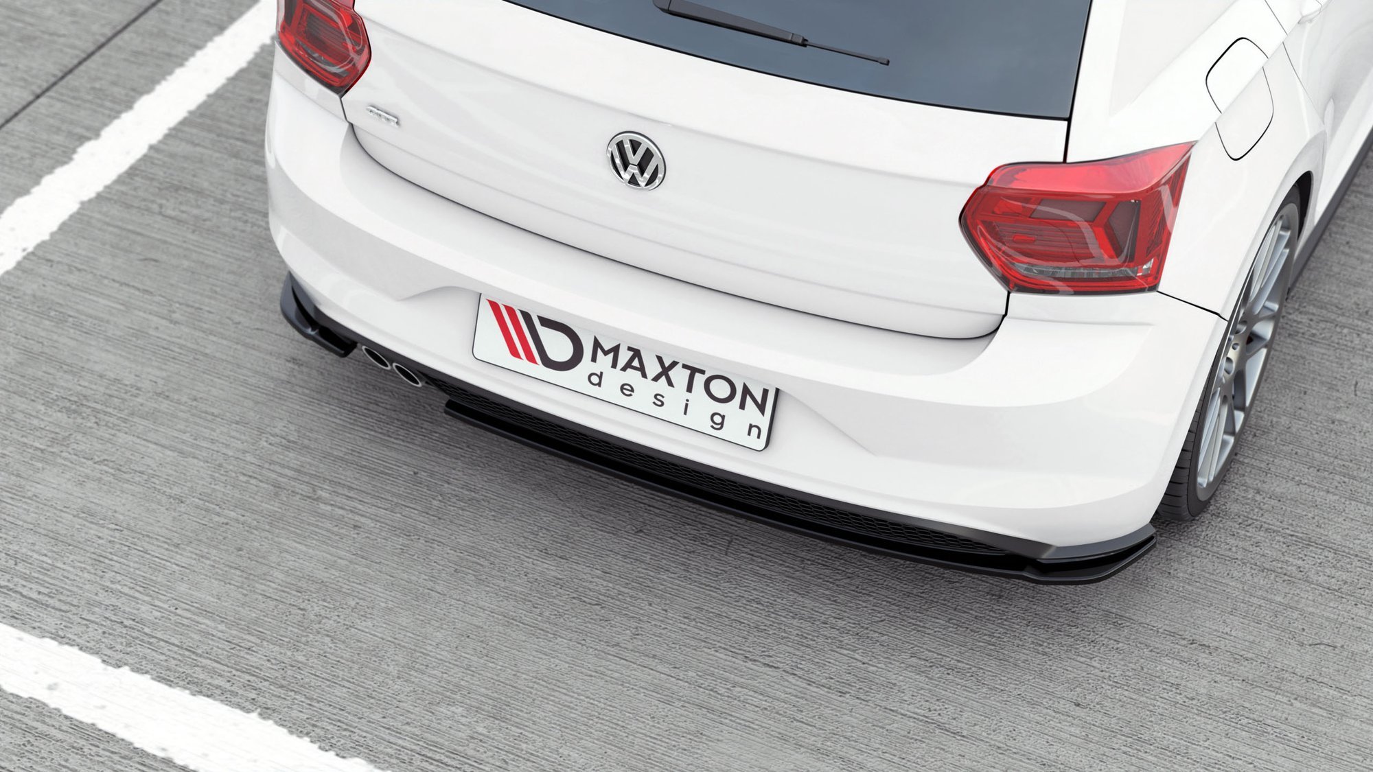 Maxton Design Heck Ansatz Flaps Diffusor V.2 für VW Polo GTI Mk6 schwarz Hochglanz