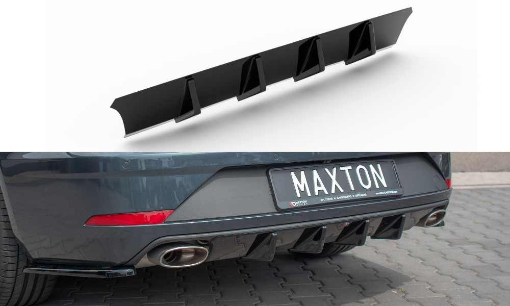 Maxton Design Heck Ansatz Diffusor für Seat Leon Mk3 Cupra ST Facelift schwarz Hochglanz