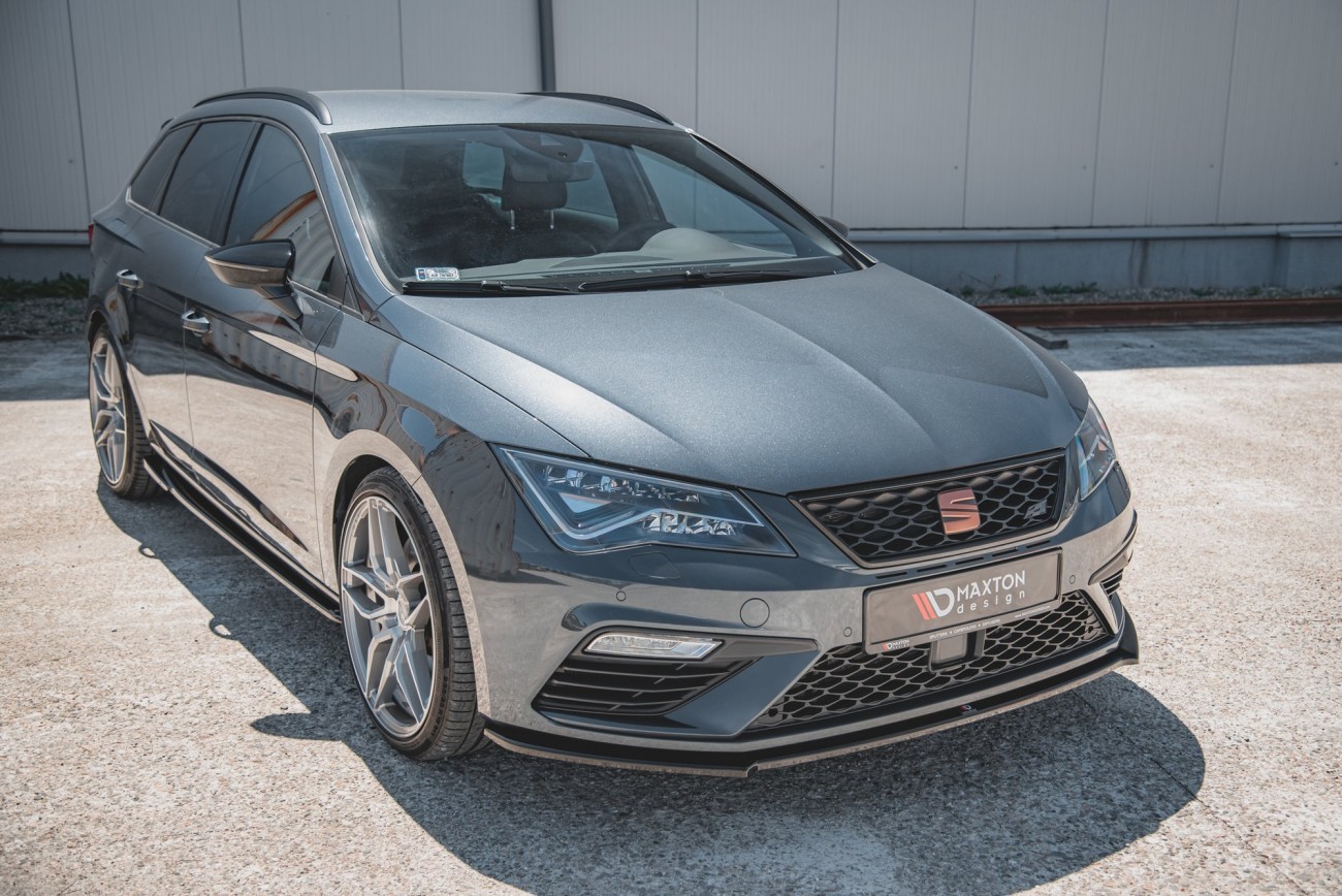 Maxton Design Cup Spoilerlippe Front Ansatz V.4 für Seat Leon Cupra / FR Mk3 FL schwarz Hochglanz