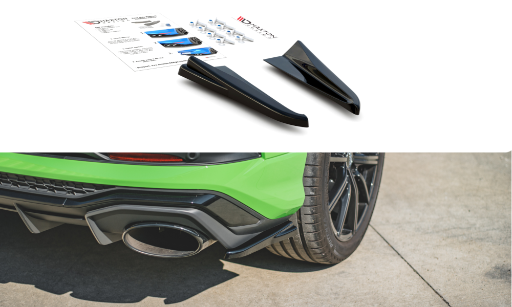 Maxton Design Heck Ansatz Flaps Diffusor für Audi RSQ3 F3 schwarz Hochglanz