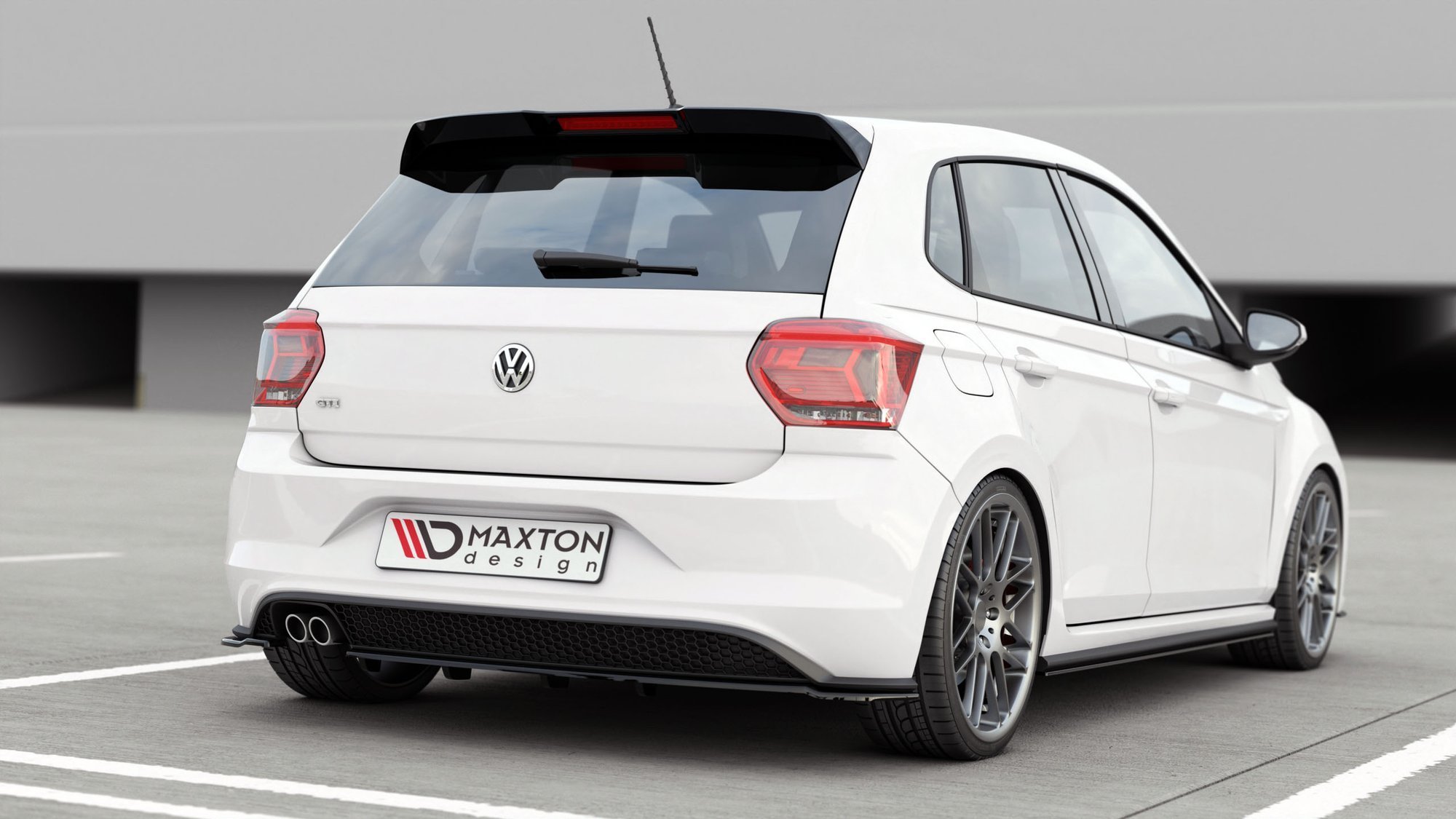 Maxton Design Mittlerer Diffusor Heck Ansatz DTM Look für VW Polo 6 GTI Mk6 schwarz Hochglanz