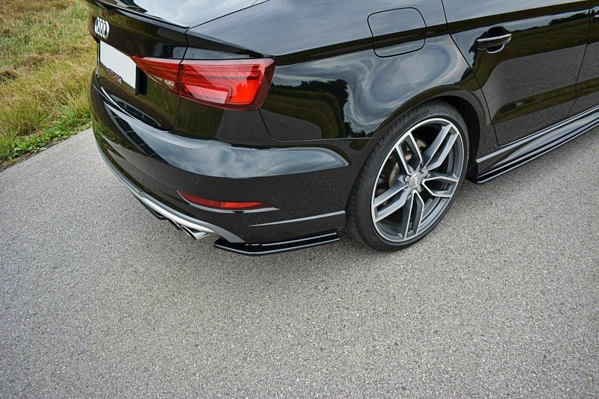 Maxton Design Heck Ansatz Flaps Diffusor für Audi S3 / A3 S-Line 8V FL Limousine schwarz Hochglanz