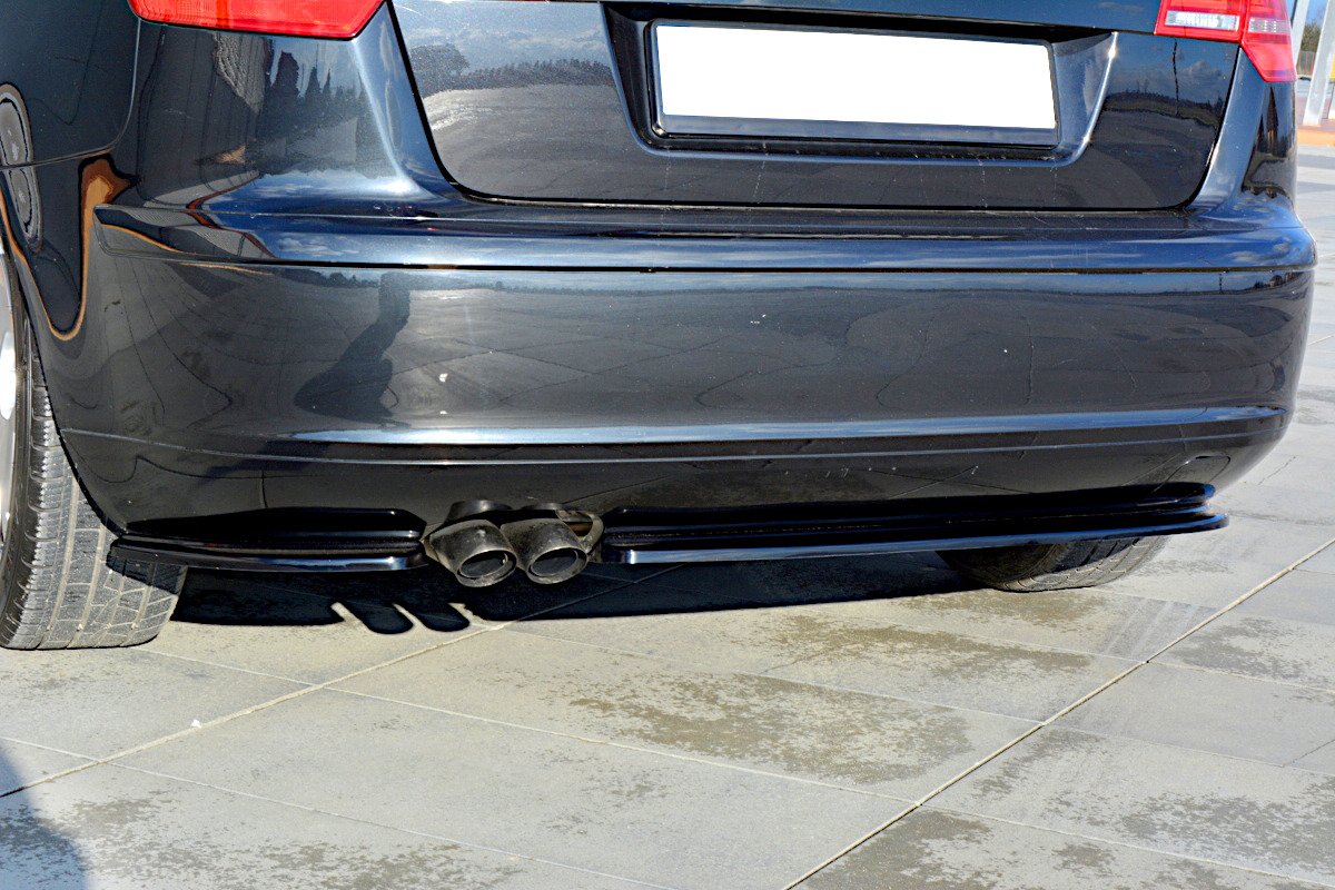 Maxton Design Splitter / Diffusor Heck Ansatz für Audi A3 Sportback 8P / 8P Facelift schwarz Hochglanz