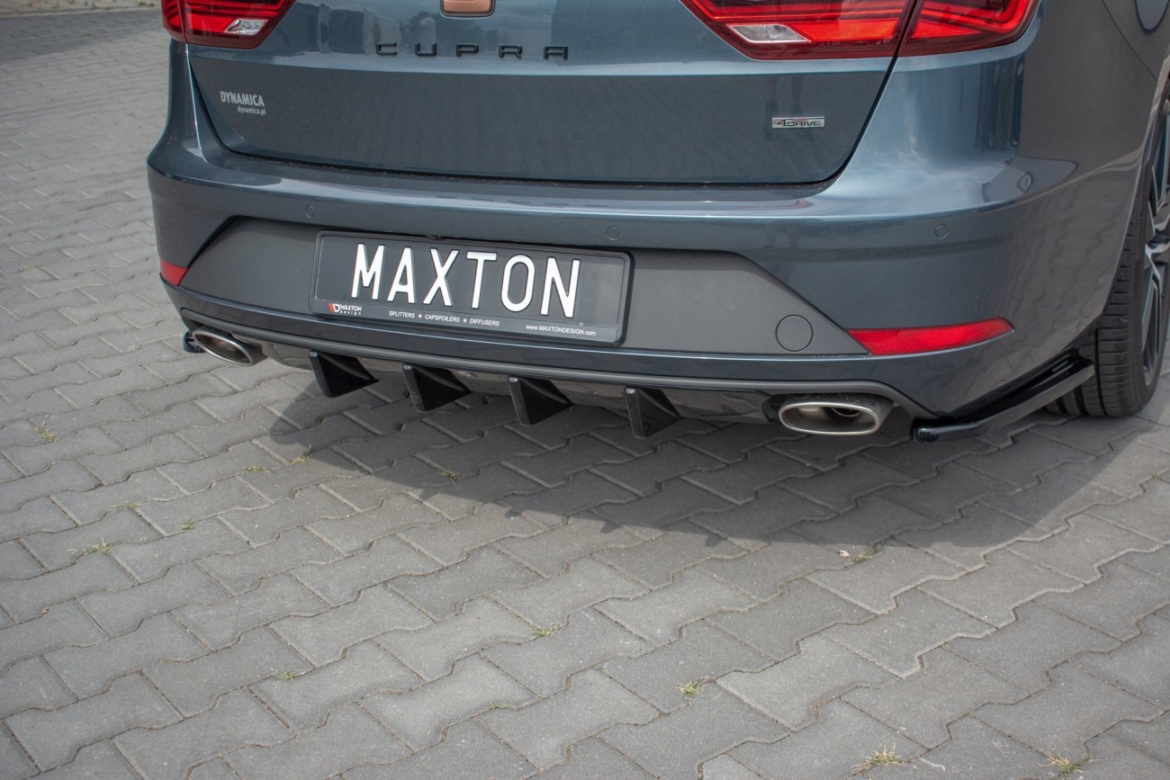 Maxton Design Heck Ansatz Diffusor für Seat Leon Mk3 Cupra ST Facelift schwarz Hochglanz