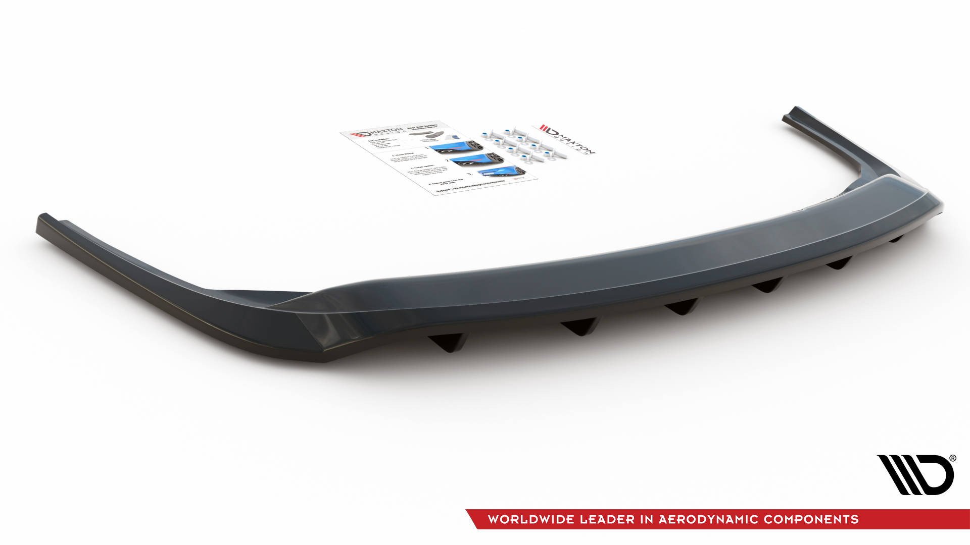 Maxton Design Mittlerer Diffusor Heck Ansatz DTM Look für Skoda Fabia Combi Mk3 Facelift schwarz Hochglanz