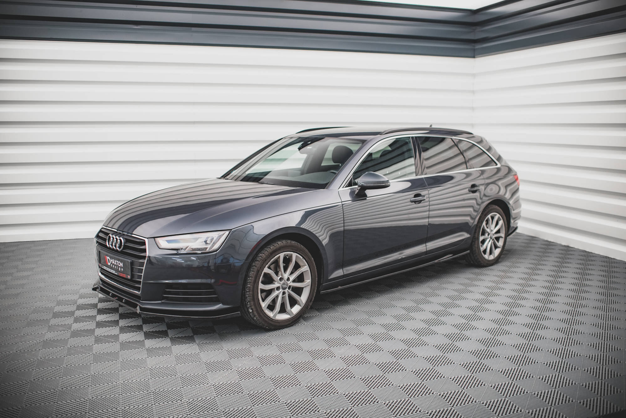 Maxton Design Seitenschweller Ansatz für Audi A4 Avant B9 schwarz Hochglanz