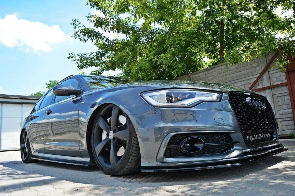 Maxton Design Seitenschweller Ansatz für Audi S6 / A6 S-Line C7  schwarz Hochglanz