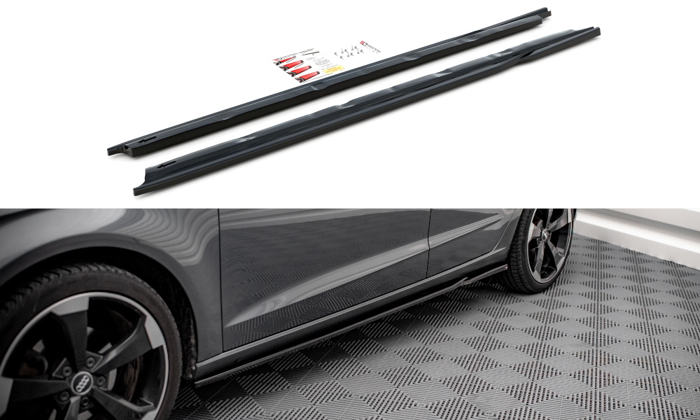 Maxton Design Seitenschweller Ansatz für Audi A3 Sportback 8V schwarz Hochglanz