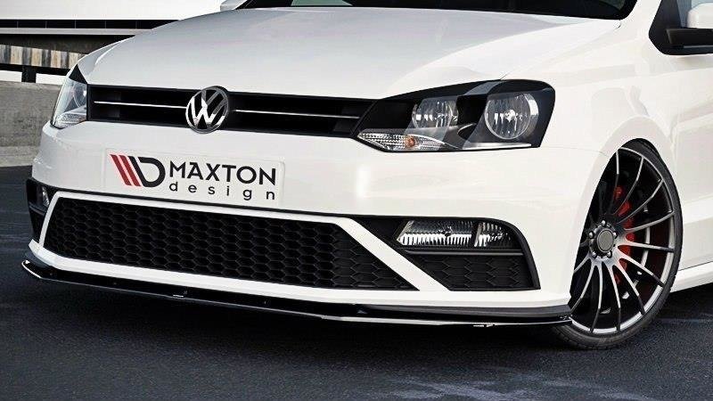 Maxton Design Front Ansatz für v.1 VW POLO MK5 GTI FACELIFT schwarz Hochglanz