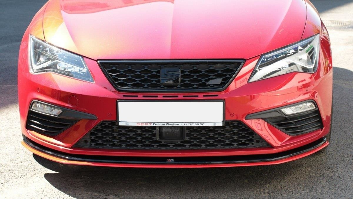 Maxton Design Cup Spoilerlippe Front Ansatz V.3 für Seat Leon Mk3 Cupra/ FR FL schwarz+Rot Hochglanz