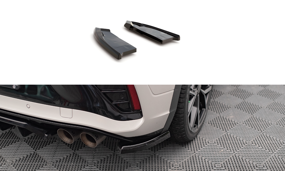 Maxton Design Heck Ansatz Flaps Diffusor für Volkswagen T-Roc R Mk1 Facelift schwarz Hochglanz