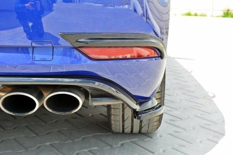 Maxton Design Heck Ansatz Flaps Diffusor für VW Golf 7 R / R-Line Facelift schwarz Hochglanz