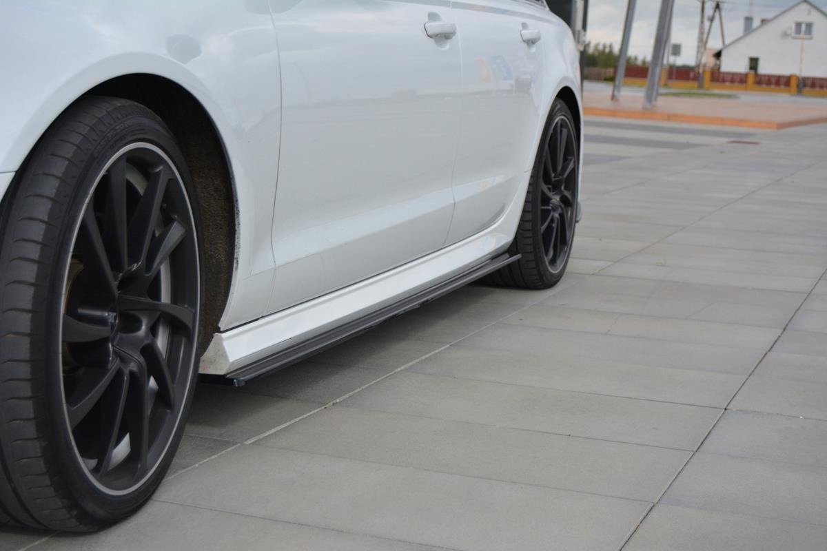 Maxton Design Seitenschweller Ansatz für Audi A6 C7 S-line/ S6 C7 Facelift schwarz Hochglanz
