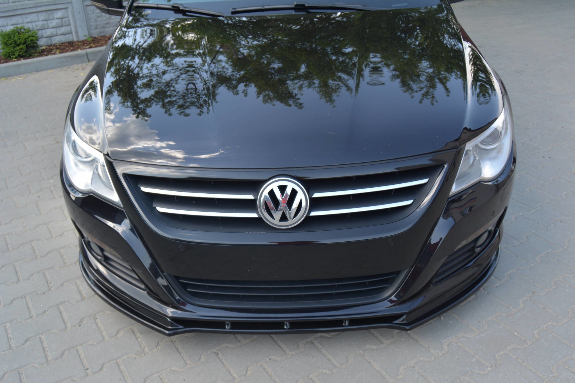 Maxton Design Front Ansatz V.1 für VW PASSAT CC vor Facelift, STANDARD STOßSTANGE schwarz Hochglanz